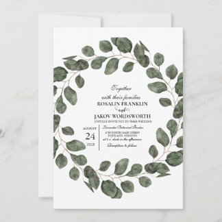 Elegante Botanische Hochzeitseinladungskarte mit G Einladung