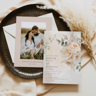 Elegante botanische Hochzeitsfeier Einladung