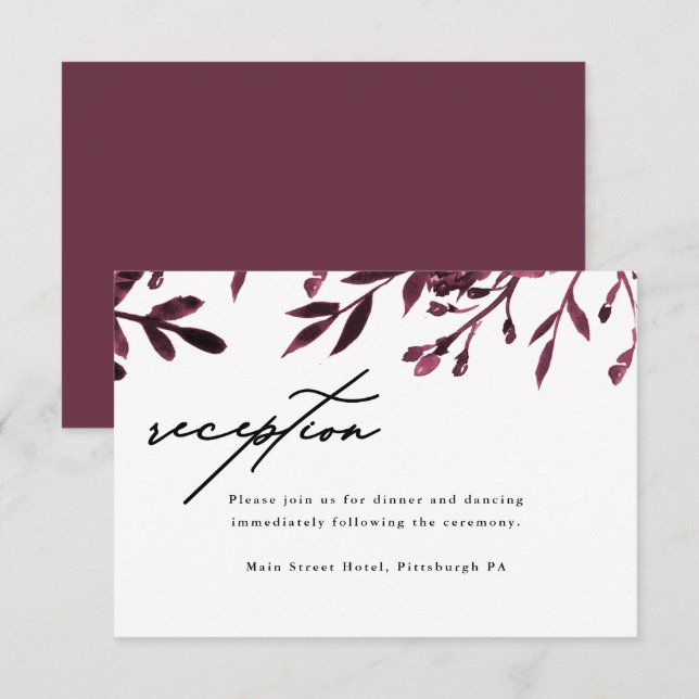 Elegante Botanische Hochzeitskarte Begleitkarte (Vorne/Hinten)