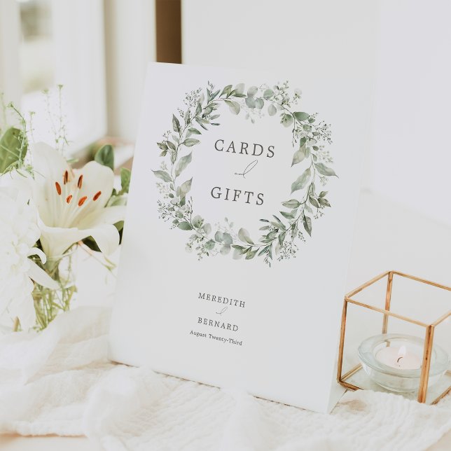 Elegante botanische Hochzeitskarten und Geschenke Sockelschild (Von Creator hochgeladen)