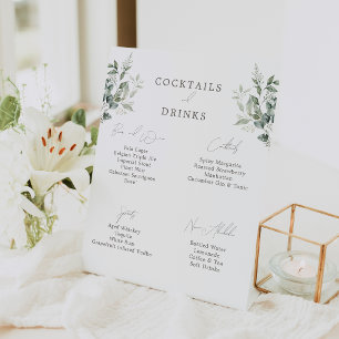 Elegante botanische Hochzeitspinks-Bar Sockelschild