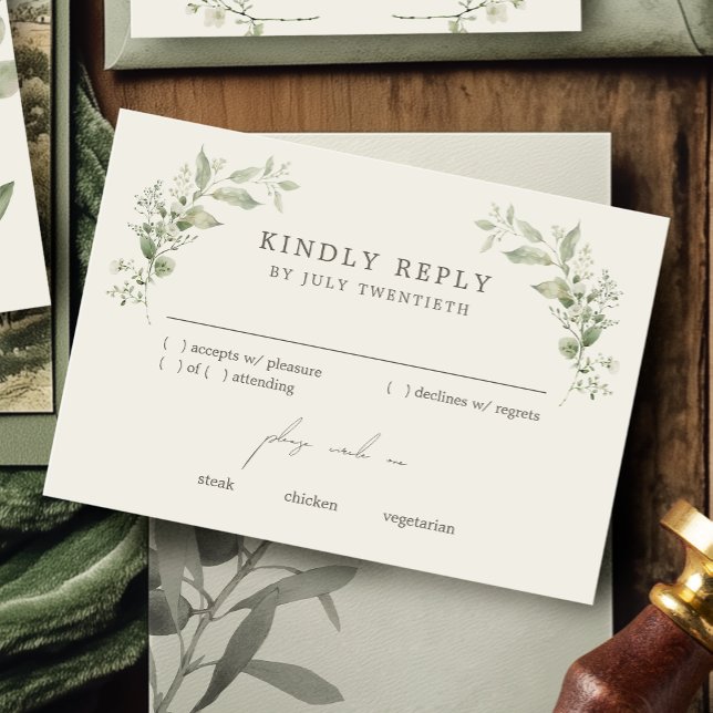 Elegante botanische Hochzeitungs-RSVP-Antwortkarte RSVP Karte (Von Creator hochgeladen)