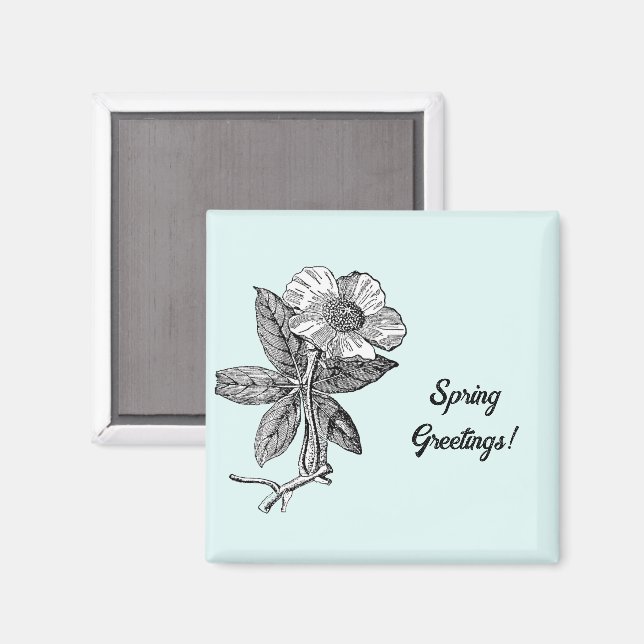 Elegante botanische Illustration einer Frühlingsbl Magnet (Vorderseite/Rückseite)