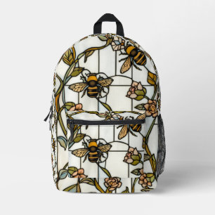 Elegante botanische Jugendstil-Bienenverglasung Bedruckter Rucksack