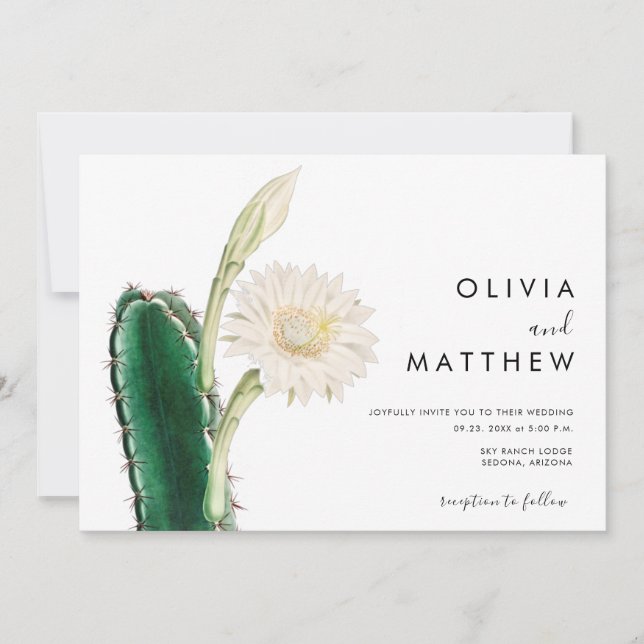Elegante botanische Kakteen Vintage Wüstenhochzeit Einladung (Vorderseite)