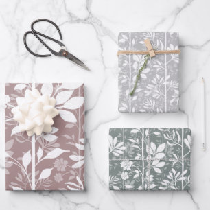 Elegante botanische Kletterranken weiche Silhouett Geschenkpapier Set