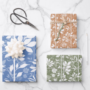 Elegante botanische Kletterranken weiße Silhouette Geschenkpapier Set