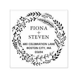 Elegante botanische Kranz-Rücksendeadresse Permastempel