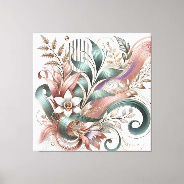 Elegante Botanische Leinwand Swirl (Vorderseite)