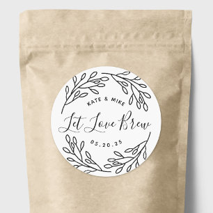 Elegante botanische Liebe Ließ Gastgeschenk Hochze Runder Aufkleber