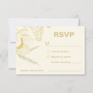 Elegante botanische moderne Hochzeit in Buttergelb RSVP Karte