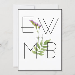 Elegante Botanische Monogramm Einfache Hochzeit Einladung