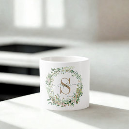 Elegante botanische Monogramm-Espressotasse mit Na Espressotasse