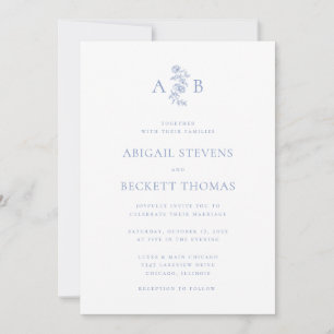 Elegante botanische Monogramm-Hochzeit Alles in Ei Einladung