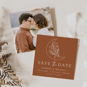 Elegante Botanische Monte und Sterne Terracotta au Save The Date