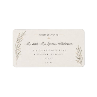 Elegante botanische Olivenzweig-Hochzeitsadresse  Adressaufkleber
