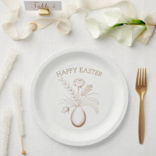 Elegante botanische Oster-Brunch-Papierplatten Pappteller
