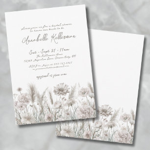 Elegante Botanische Pampas Florale Boho Brautparty Einladung