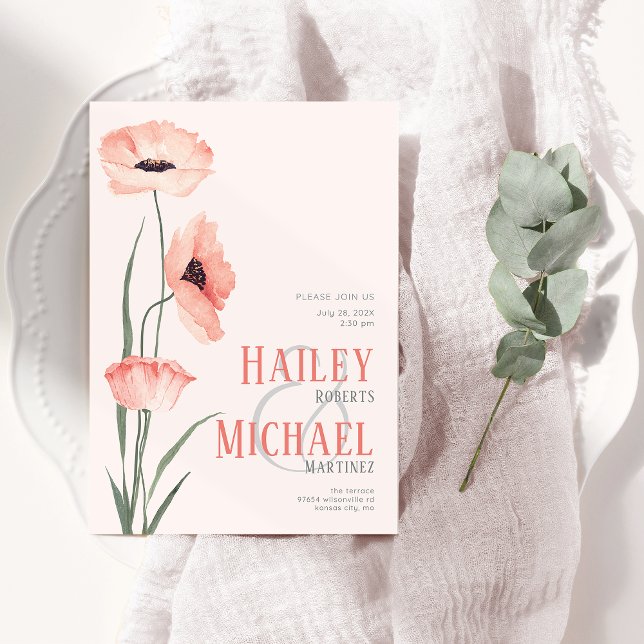 Elegante botanische Poppies QR Code Einladung (Von Creator hochgeladen)