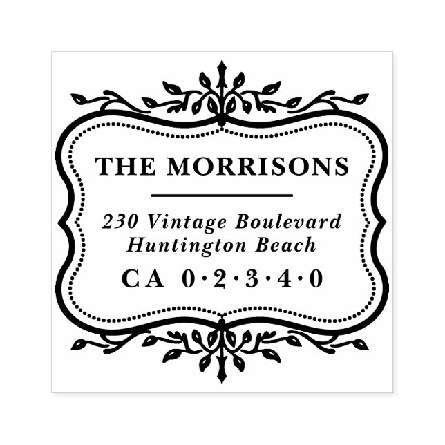 Elegante botanische Rahmen-Rücksendeadresse Gummistempel (Prägung)