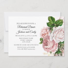 Elegante Botanische Rosa Bläsernavy Weiße Probe Einladung