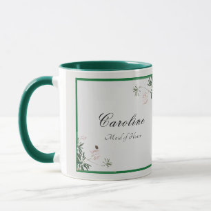 Elegante Botanische Rosa Blüten Brautjungfer Tasse
