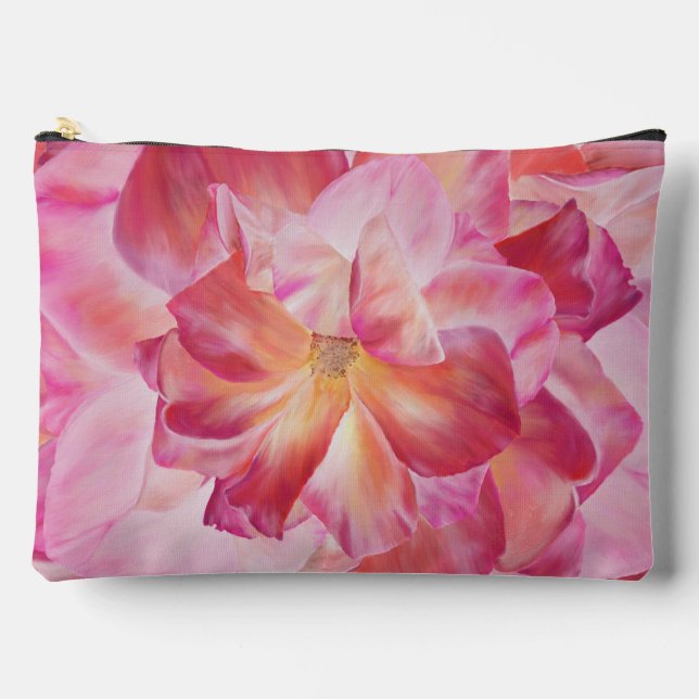 Elegante botanische Rose Blossom Grosser Blumenstr Zubehörtasche (Vorderseite)