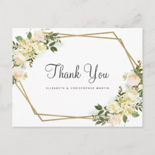 Elegante botanische Rose Hochzeit Vielen Dank Postkarte