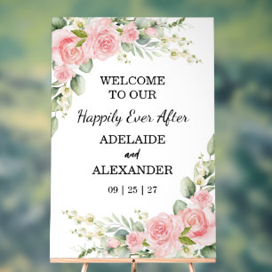 Elegante botanische Rose Pink Hochzeit Acrylschild