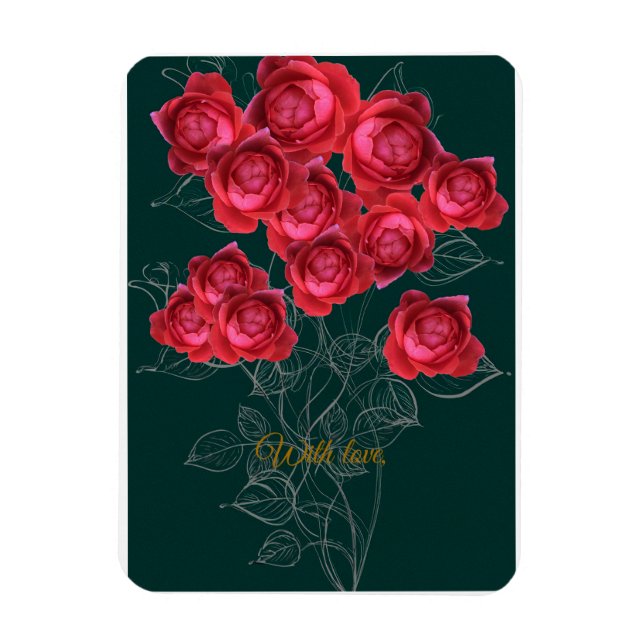 Elegante botanische Rosen-Klappkarte Magnet (Vertikal)