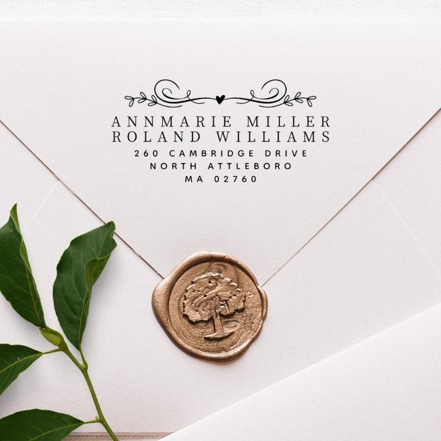 Elegante botanische Rücksendeadresse mit zwei Nach Gummistempel (Von Creator hochgeladen)