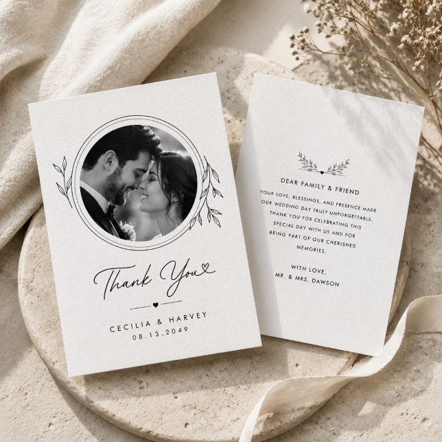 Elegante botanische runde Hochzeit Danke  (Von Creator hochgeladen)