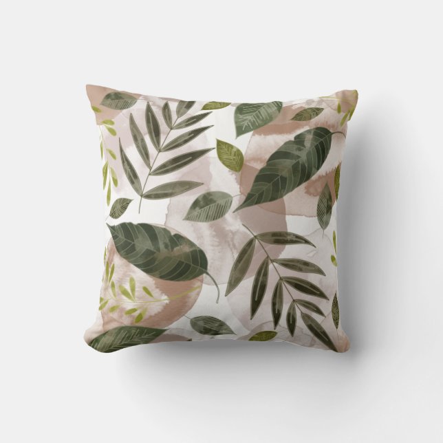 Elegante botanische Safari-Blätter Kissen (Vorderseite)