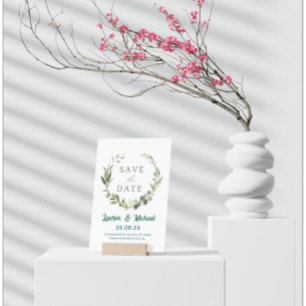 Elegante botanische Save-the-Date-Karten mit moder Einladung