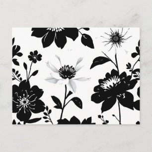 Elegante botanische Silhouetten in Schwarz und Wei Postkarte