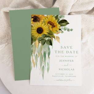 Elegante botanische Sonnenblumen Save The Date