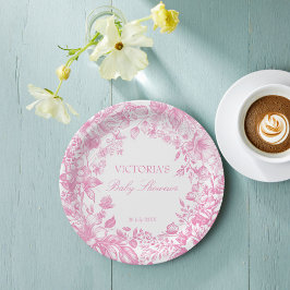 Elegante botanische staubige Babydusche bedruckt Pappteller