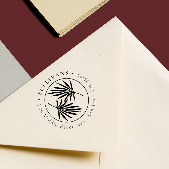 Elegante botanische tropische Foliage-Rücksendeadr Gummistempel (Von Creator hochgeladen)