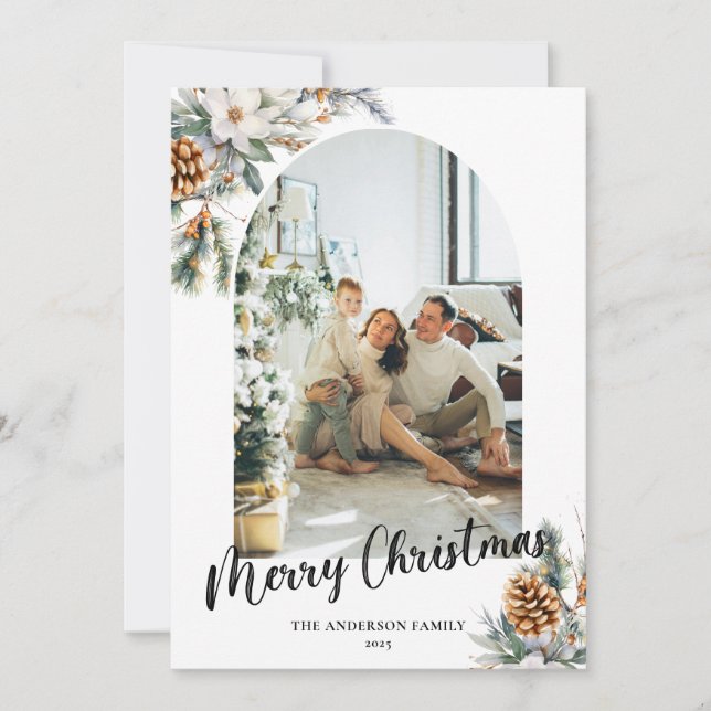 Elegante botanische Vegetation Foto Feiertagskarte (Vorderseite)