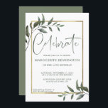 Elegante botanische Vegetation Goldene Foil 60. Ge Einladung<br><div class="desc">Elegante botanische Vegetation 60. Geburtstagsparty Einladung mit modernen Imitaten goldene Folie Rahmen und Salbei grünen Ästen rund um elegante Typografie. Einfache Anpassung der Details für eine atemberaubende Einladung. Sie können auch das Jahr ändern!</div>