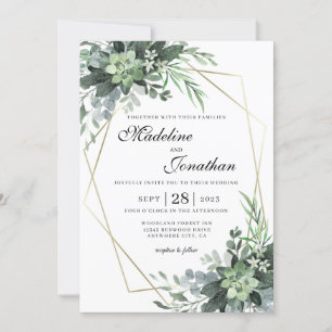 Elegante botanische Vegetation Goldene Hochzeit Einladung