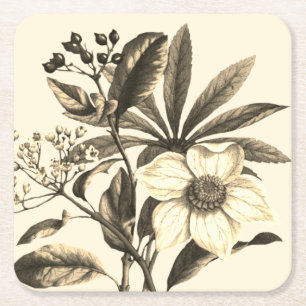 Elegante botanische Vintage Beige Weihnachtsfeier Rechteckiger Pappuntersetzer