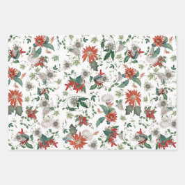 Elegante botanische Vintage Blume Geschenkpapier Set