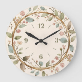 Elegante botanische Wanduhr mit Blumen