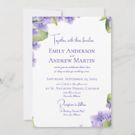 Elegante Botanische Wasserfarben-Violetten Hochzei Einladung