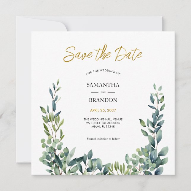 Elegante botanische Wasserfarbenwelt Hochzeit Save The Date (Vorderseite)