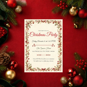 Elegante botanische Weihnachtsfeier Einladung