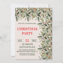 Elegante botanische Weihnachtsfeier-Einladung