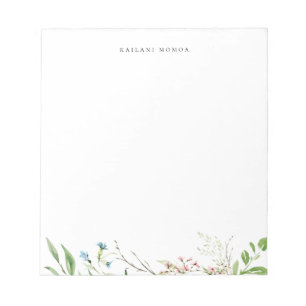 Elegante botanische Wildblume Notizblock