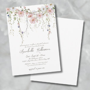 Elegante botanische Wildblumen-Hochzeitsbrause Einladung